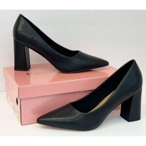 PIERRE DUMAS / Lover-1 / Black / Faux Leather / Pointed / Toe Block Heel / Pumps